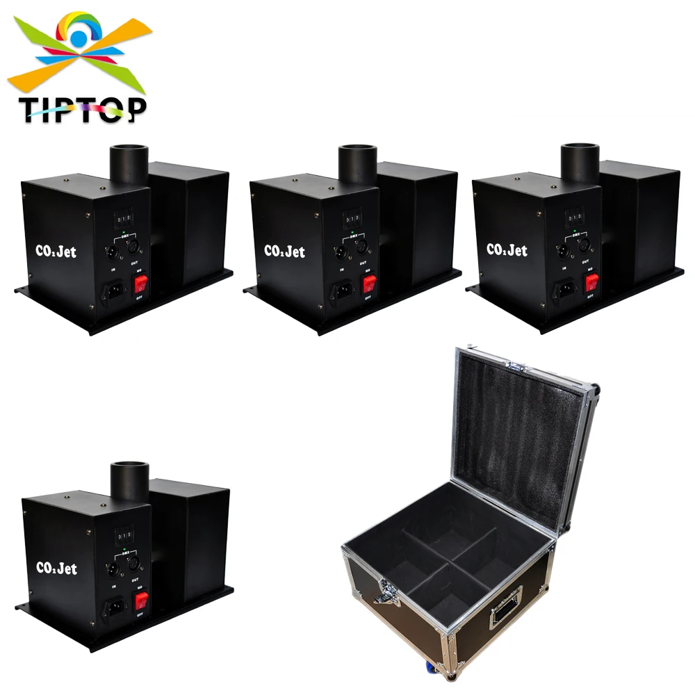 

4IN1 Flight Case Pack Swing Co2 Jet Machine DMX 512 Stage Co2 Jet Machine Dry Ice Fog Effect CO2 Smoke Machines Professional