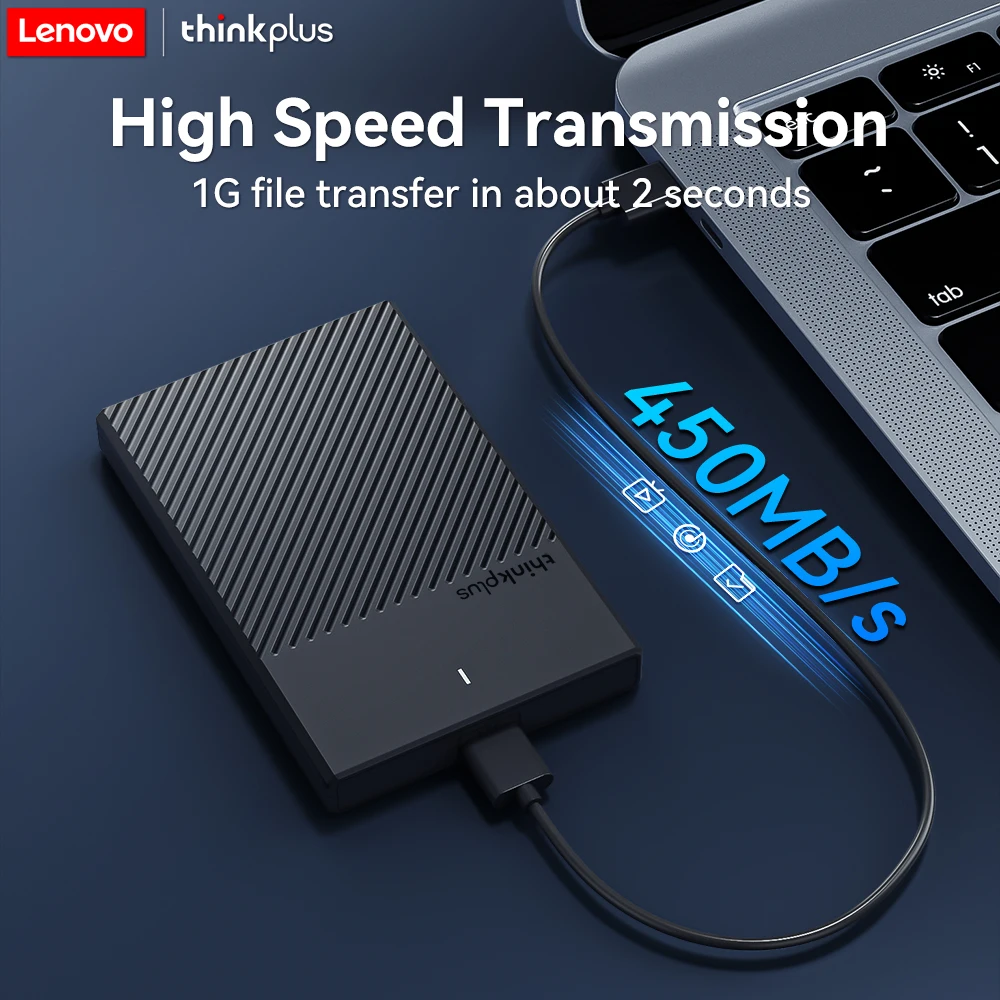레노버 2.5인치 SATA 인터페이스, USB, C타입 외장 하드 드라이브 케이스, 노트북 PC용 고속 휴대용 하드 디스크 박스