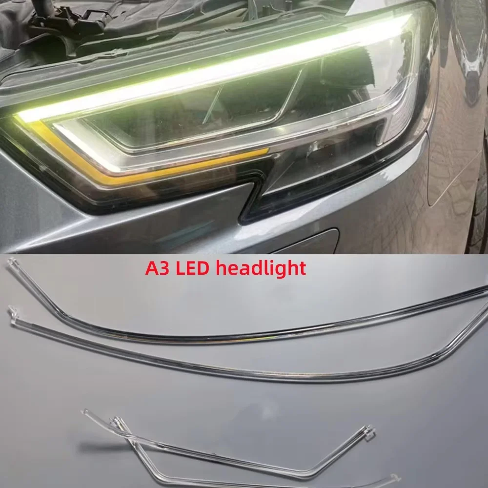 신형 헤드라이트 DRL 튜브 라이트 바 아크릴 튜브 LED 파이버 제논 & LED & 매트릭스 헤드라이트용 아우디 A3 S3 2017 2018 2019