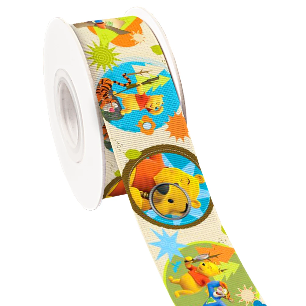 Grosgrain Ribbon Cartoon Disney Winnie Pooh 25MM 38MM 10yards Satin Ribbon For Family Party Decoration