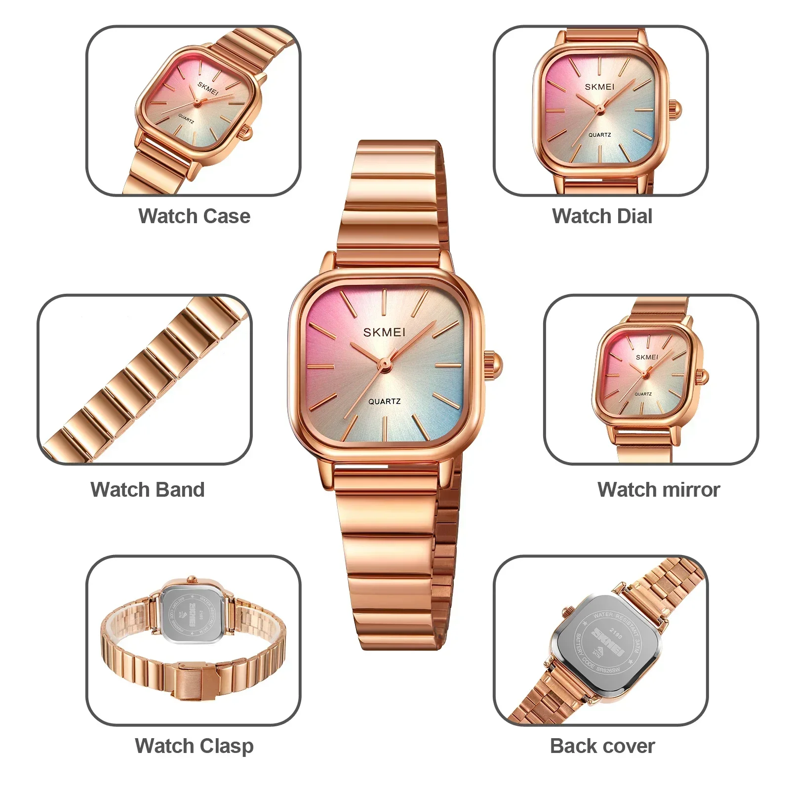 SKMEI 2190 For Ladies Female Girl Women Watches Waterproof Clock reloj mujer Luxury Stainless Steel Strap Quartz Wristwatch