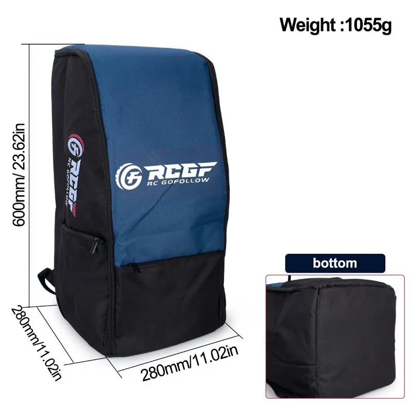 Sac de Transport pour Drone RC 1/10, 900D Nylon, 28x28x60cm, Rouge/Bleu