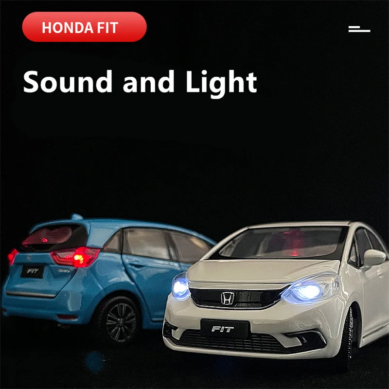 New 1/32 HONDA Fit Alloy Car Model Diecasts Metal Toy Sports Car Vehicles Model Simulation Sound and Light Collection Kids Gifts 3