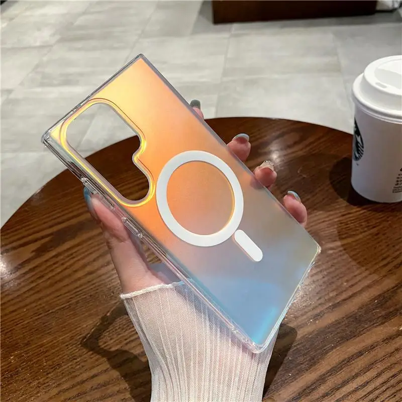 

Suitable For Samsung S23 Seires Magnetic Suction Mobile Phone Case Colorful Matte Shell Color Changing Colorful Protective Cover
