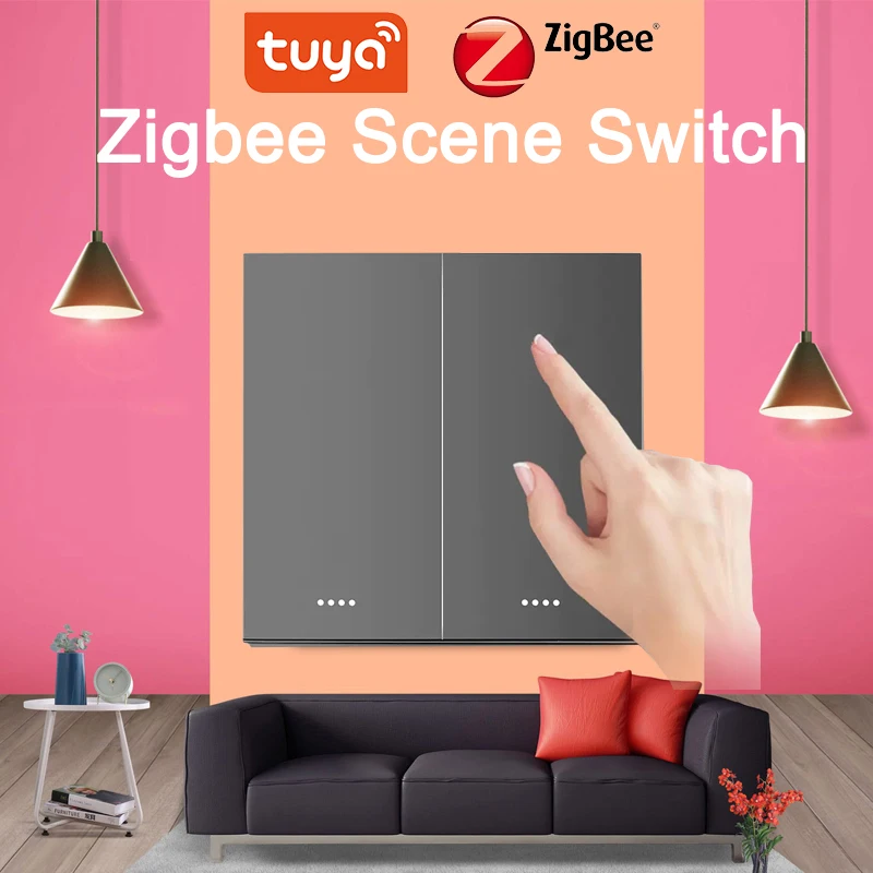 

Беспроводной кнопочный смарт-переключатель Tuya ZigBee, 6 клавиш, 18 сценариев, управление приложением, клавиатура, наклейка, панель Smart life