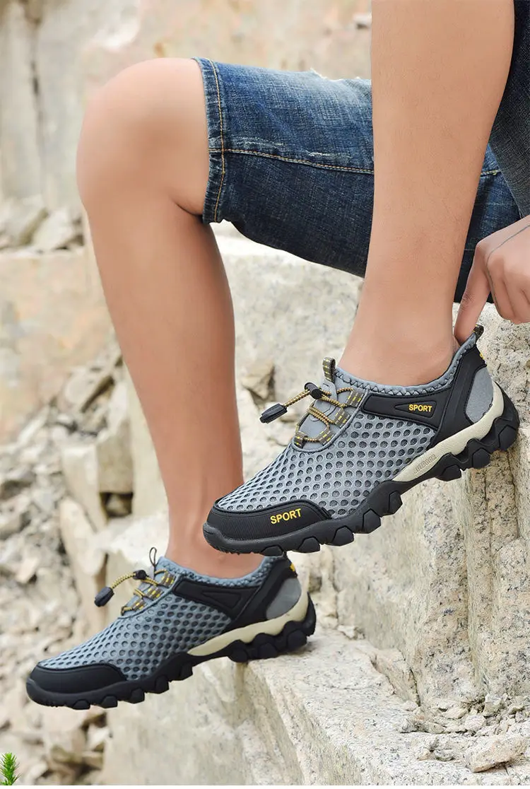 Herren Mesh atmungsaktive Wanderschuhe Sommer rutschfeste weiche Sohle Sportschuhe Outdoor verschleißfeste stoßdämpfende Laufschuhe – Detail 30