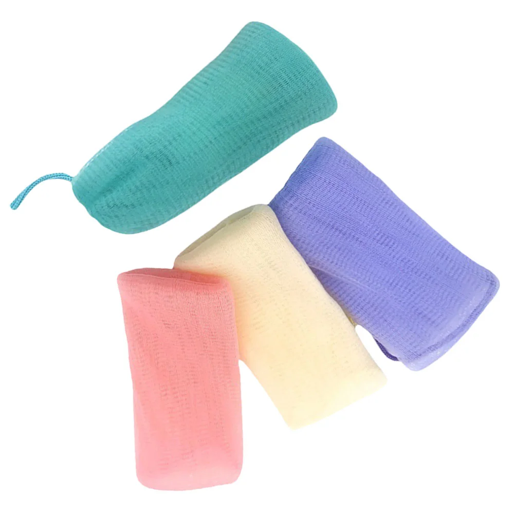 

4 Pcs Soap Foaming Mesh Bag Bags for Bars Scrubber Pouch Soaps Face Colored Small