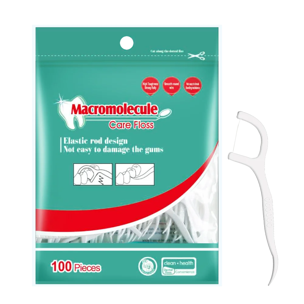100pcs Dental Floss Stick Toothpicks With Thread Ultrafine Teeth