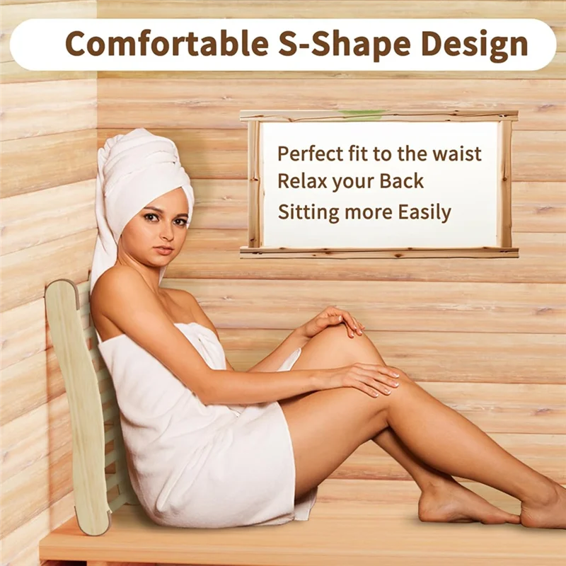 A74E-2 Pack Sauna Backrest Sauna Accessories, Sauna Backrest , Wooden Sauna Backrests Slip-Resistant And Ergonomic S-Shape