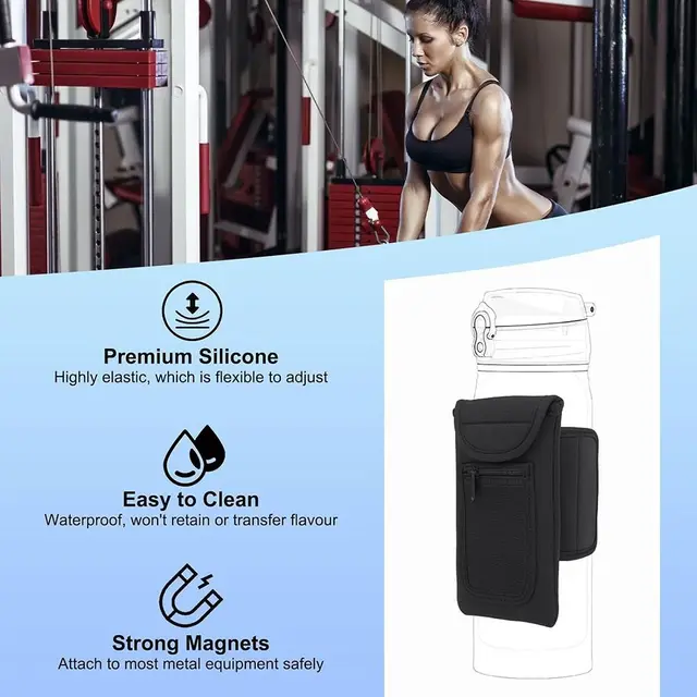 Universal Water Bottle Elastic Sleeve Reusable Gym Accessories Elastic Magnetic Gym Bag Waterproof Water Bottle Pockets 2