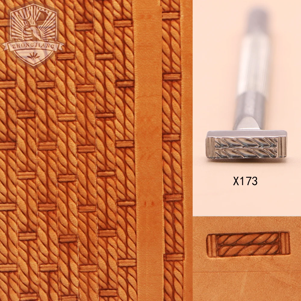 Leather Work Stamping Tool Double Braid Basket Pattern X173 Stamp Leather Carving Craft Zhongjiang 304 Stainless streel Stamps