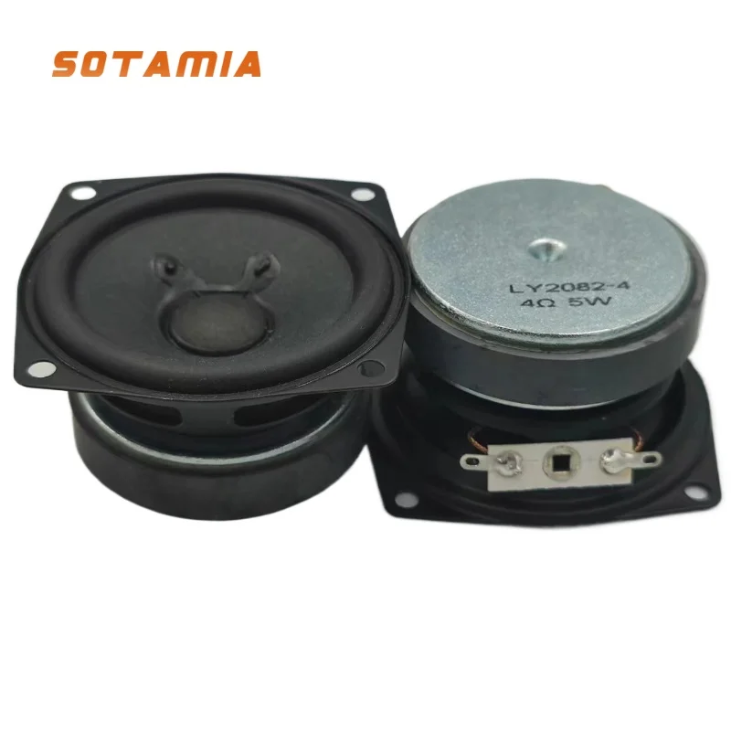 SOTAMIA 2Pcs 2.5 Inch Audio Full Range Speakers 4 Ohm 5W Rubber Edge HIFI Speaker External Magnetic Loudspeaker Home Bookshelf