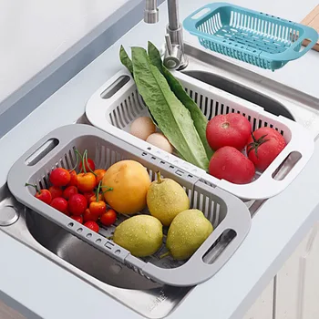 Over The Sink Colander Strainer Basket - Wash Vegetables and Fruits, Drain- Extendable Kitchen Accessories, Kitchen Gadgets
