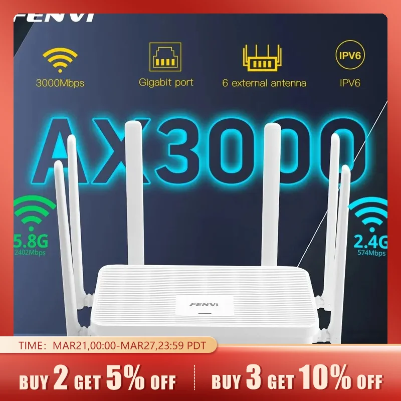 FENVI AX3000 WIFI6 гигабитный маршрутизатор 2,4G/5G Hz 802.11AX усилитель беспроводного сигнала Двухдиапазонная 5G система WPA3 для домашнего офиса