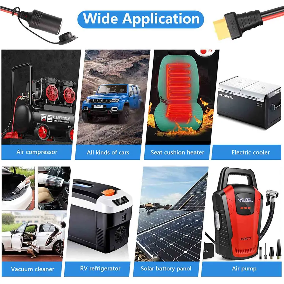 Accendisigari per Auto femmina a XT60 femmina Auto camion centrale elettrica portatile pannello solare Generato Power 12V/24V 14AWG cavo  44
