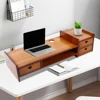 Bamboo Wood Monitor Stand with Storage Organizer Drawers Desktop Laptop Shelf Risers Stand for Home Office Use 3