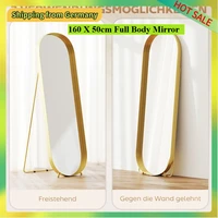 Зеркало для всего тела Comanlai 160 x 50 см с золотым металлическим каркасом, напольное зеркало, стоящее зеркало для гостиной