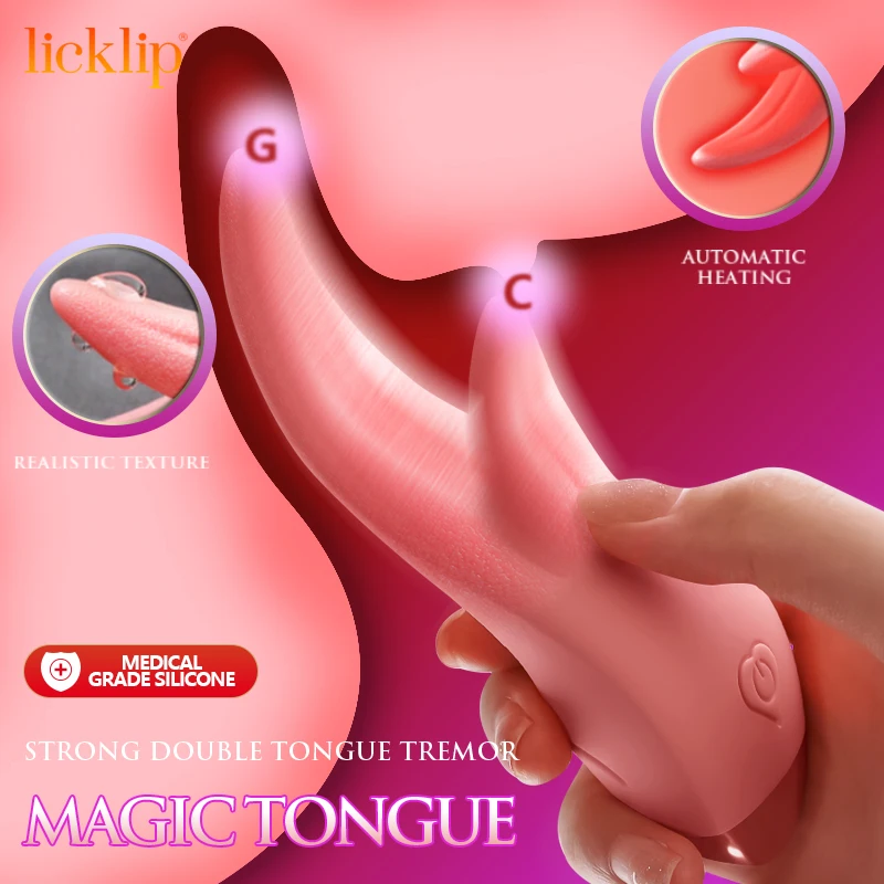 Licklip 7 Vibration Realistic Tongue Vibrators Licking Massager Clitoris Stimulation Nipple Licker Sex Toys for Women Adult Toys