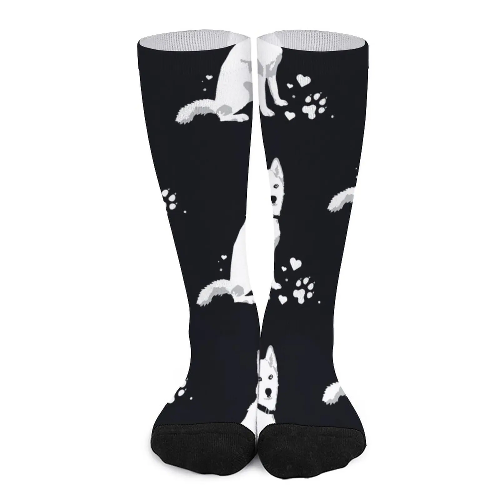 cute white Siberian Husky sweet white Snow dog Socks men gifts golf