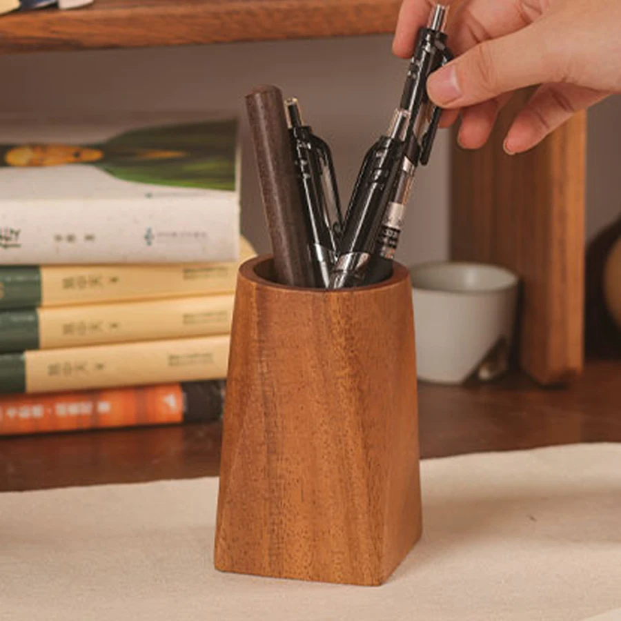 Vintage Wood Pen Holder Makeup Organizer