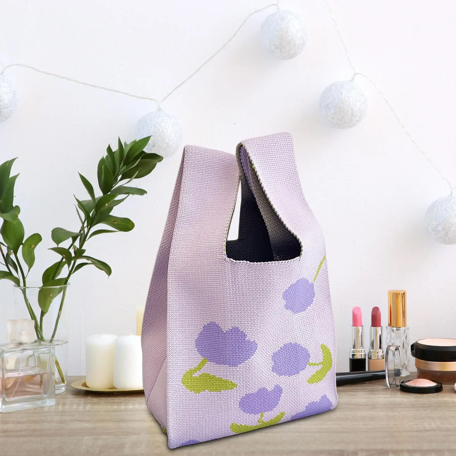 

Knitted Shoulder Wrist Bag Shopping Bag Capacity Knitted Shoulder Bag Underarm Bag for Dating Gift Holidays Shopping Travel