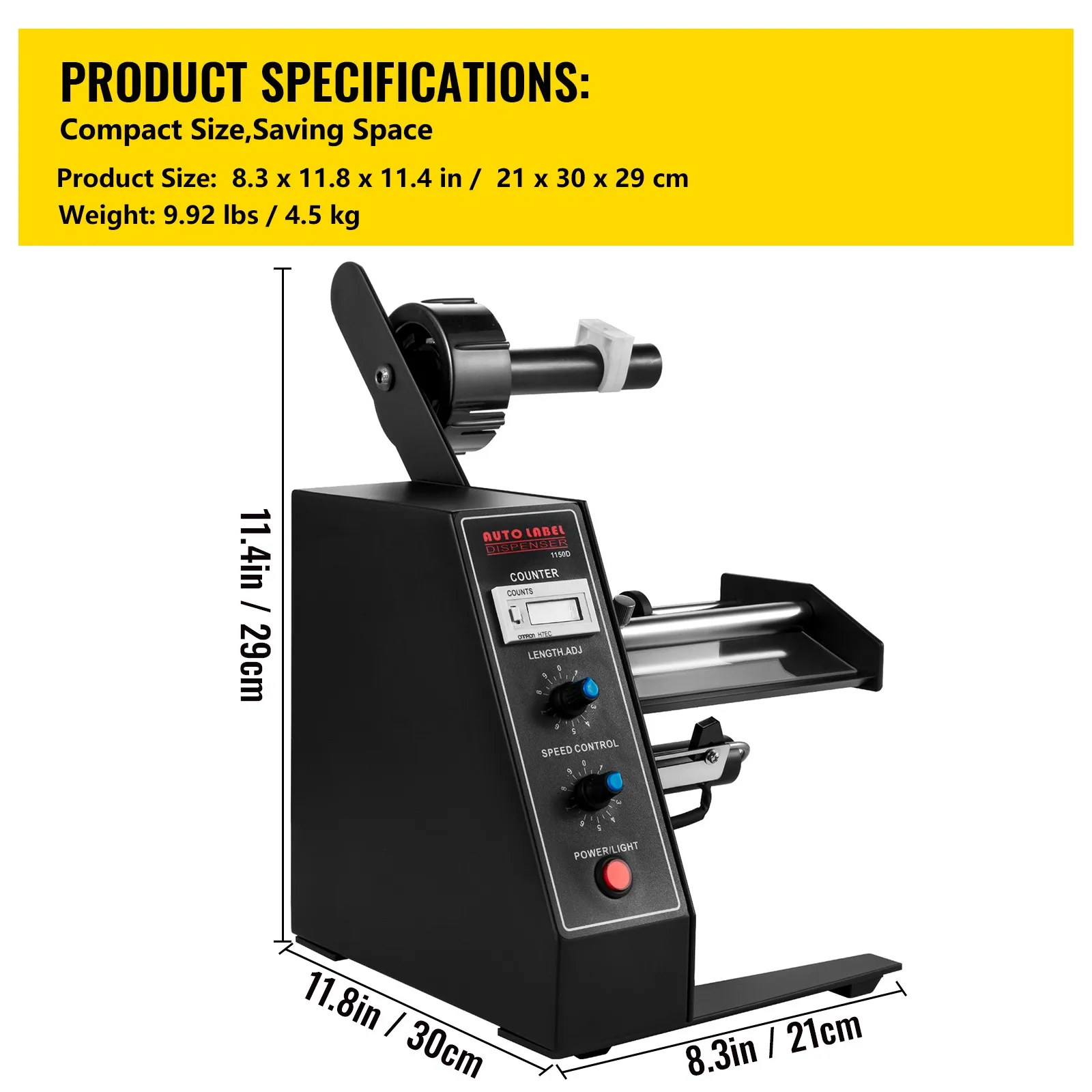 SucceBuy Automatic Label Dispenser Device 125/140mm Portable Label Applicator Sticker Separating Auto Stripping Machine