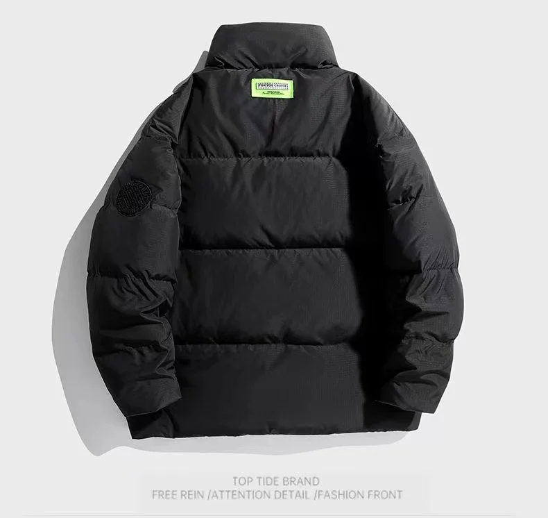 Winter new men's down jacket shorts stand collar outdoor casual thickened warm cold trend couple coat windproof and waterproof