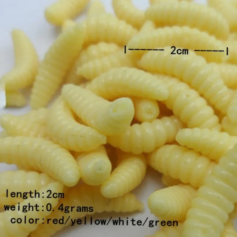 Fishing Lure 50pcs 100pcs 2cm 0.2G Maggot Grub Soft Hooks Smell Woems Glow Shrimps Bait