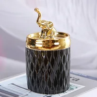 Electroplated Bird Ceramic Decorative Jar with Lid, Candle Jar, Aromatherapy Cup, Jewelry Storage Box, Handicraft Ornament 2