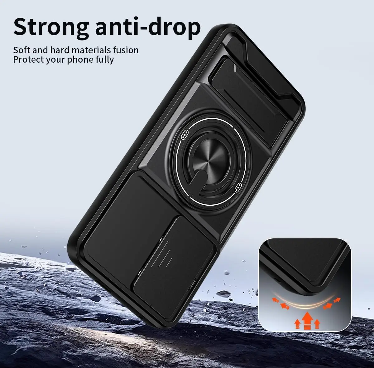 Magnetic Stand Armor Case with Slide Camera Protector and Kickstand