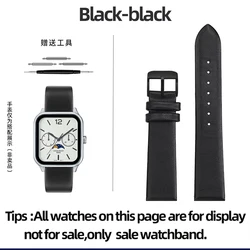 Premium Leather Watch Strap - Versatile 20mm/22mm Band in Black, Brown, Blue, and Red - 22mm (Black - black)