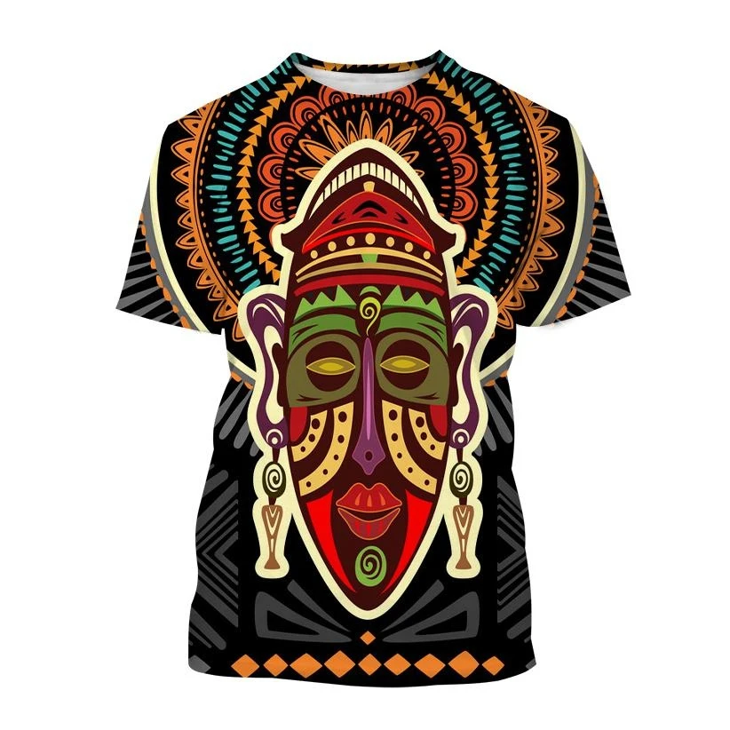 

Summer African Short Sleeve T-Shirt Street Fashion Clothing Men's Ethnic Style 3D Printing Graphic T-Shirt Unisex Dashiki Top