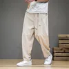 Men's Summer Cotton Linen Casual Pants Comfortable Soft Fashionable Trousers Elastic Waist Wide Leg Pants Japan Style Men Pants 2