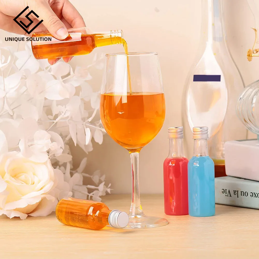 Mini Garrafas de Licor de Plástico Grupo Garrafas de Espírito Álcool Tiro Garrafas com Tampas Kraft Tags com Cordas para Festa 120 Pcs 50ml - Imagem 5
