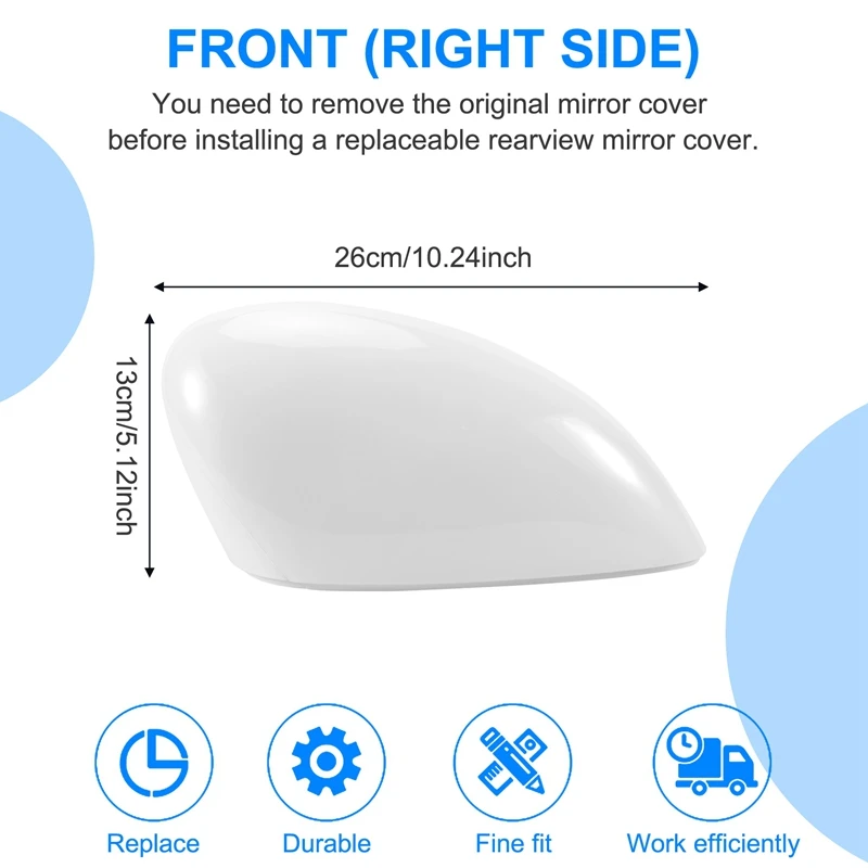 1Pcs White Rearview Side View Mirror Replacement Cover Cap Case Shell For Ford For Fiesta 2008 2009 2010 2011 2012 2013 2014 201