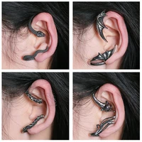 AOEDEJ 1Piece/Pair Punk Ear Cuff Stainless Steel Earrings Clip On Jewelry Men Vintage Skull Snake Helix Fake Piercings Earring 2