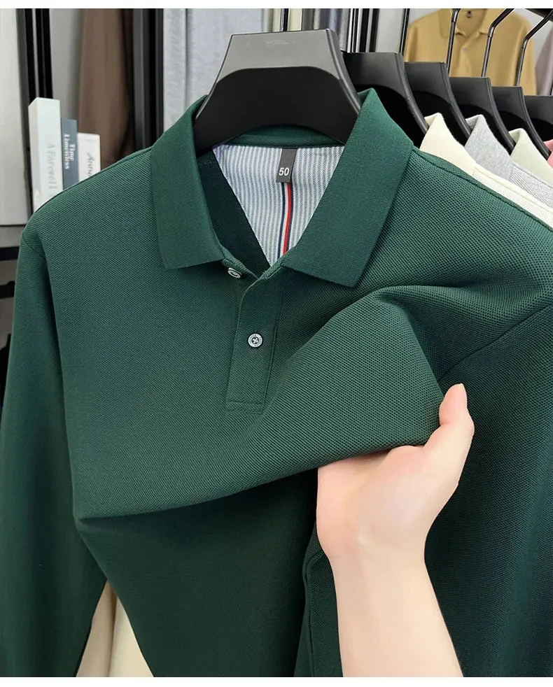 Men’s long sleeve cotton polo shirt for leisure wear
