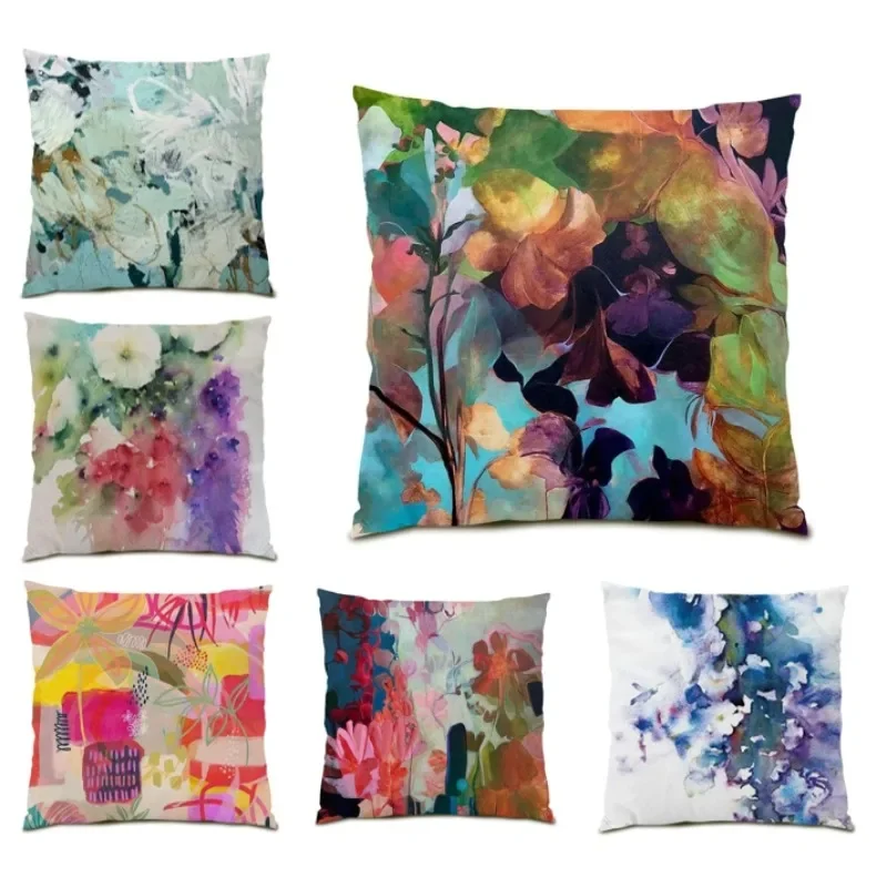 

Art Oil Painting Printed Cushion Cover 45x45cm Reversible Luxury Scandinavian Pillow Cover Cojines Decoration 2024 New DE1759