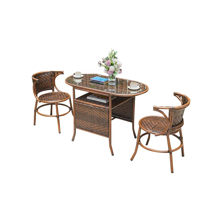 

Rattan patio furniture garden set cafe dining room table and chairs terrace furnitures