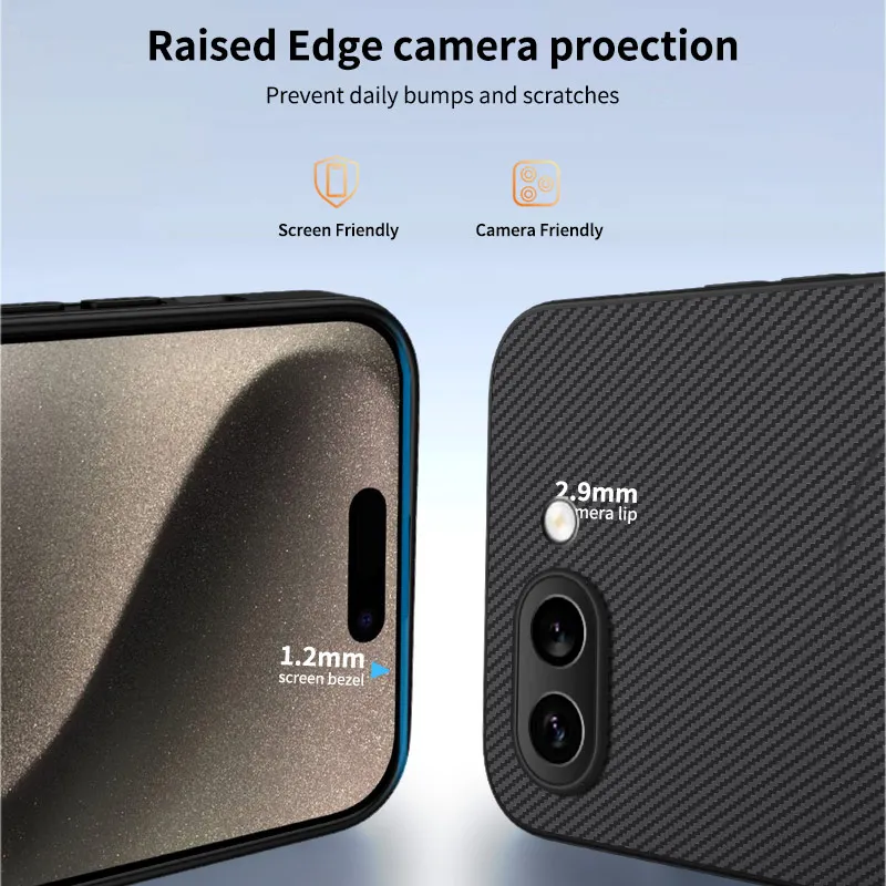 Premium Carbon Fiber Leather Phone Case with Magnetic Charging Feature