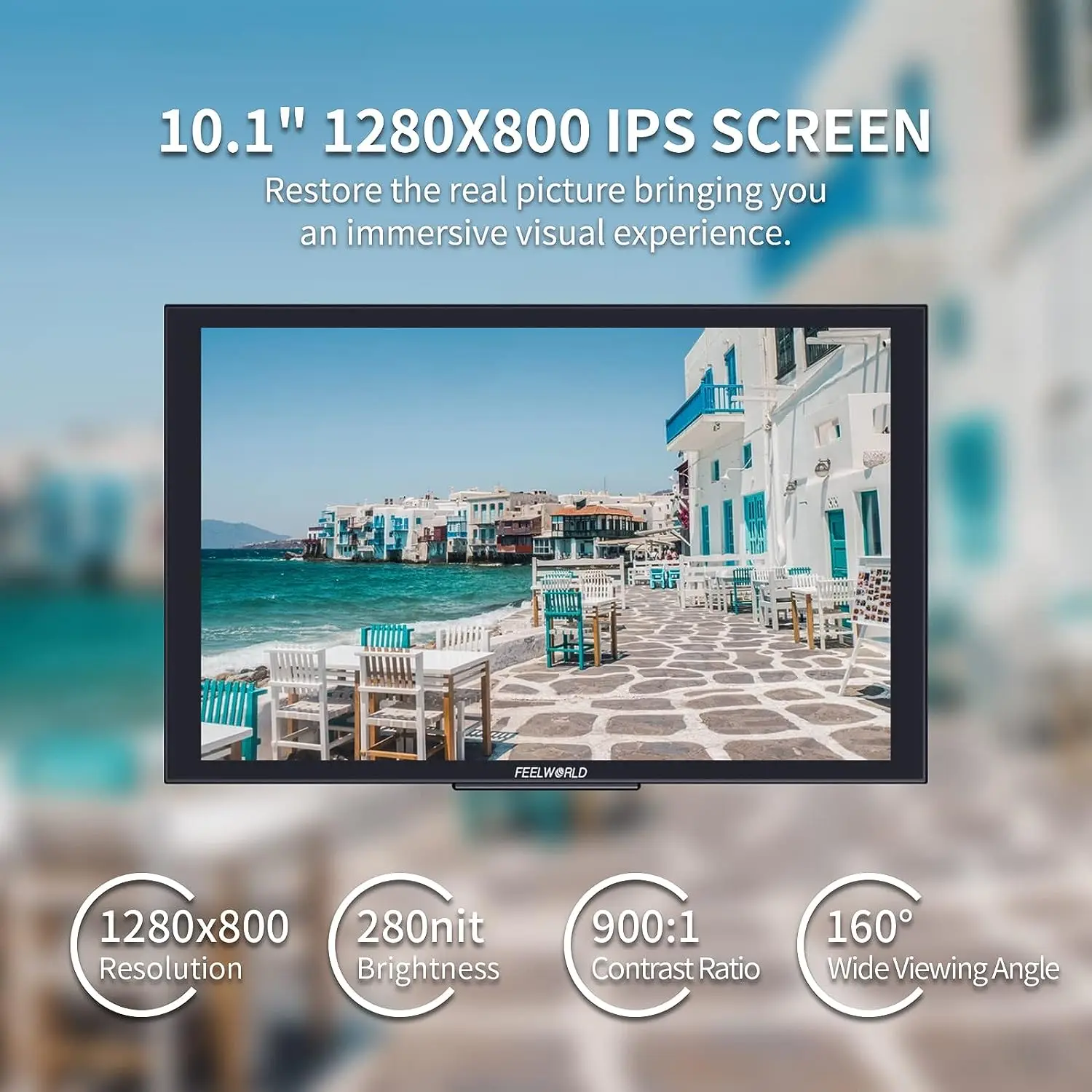 FEELWORLD DH101 10.1 Inch Portable Monitor External Screen Computer Display with USB Type-C HDMI Dual Speakers for Laptop Phone