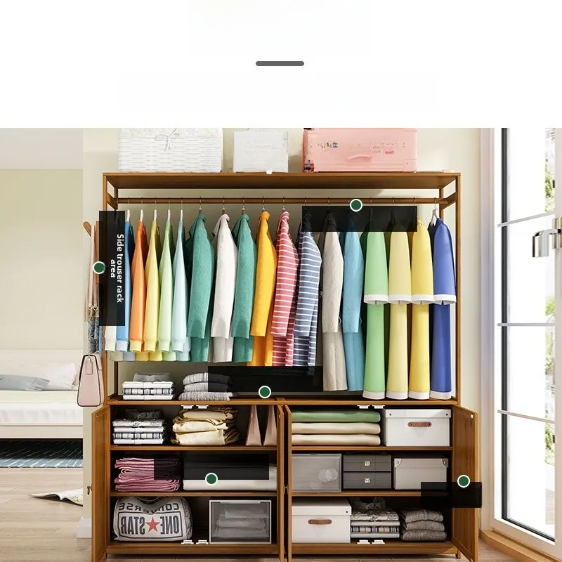 Modern mat Floor Standing  Wood Clothes Hanger Bedroom Home Use Living Room Inteated Clothes Storage Ra