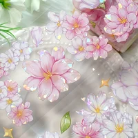 2M Pink Flower PET Decorative Stickers Vintage Rose Transparent Washi Tape For Scrapbooking Journal DIY Card Making Materials 1