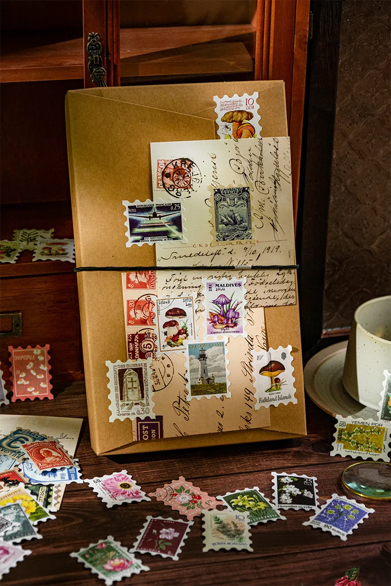 50 Blatt Retro-Stempelaufkleber-Set, klassisches Vintage-Versanddesign, für Retro-Tagebuch, Basteln, Geschenkverpackung, Kartendekoration – Detail 10
