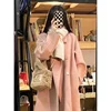 Pink Double-Sided Woolen Jacket Women's Loose-Fit Medium-Length Autumn/Winter New Style Korean Design Fashion Overcoat