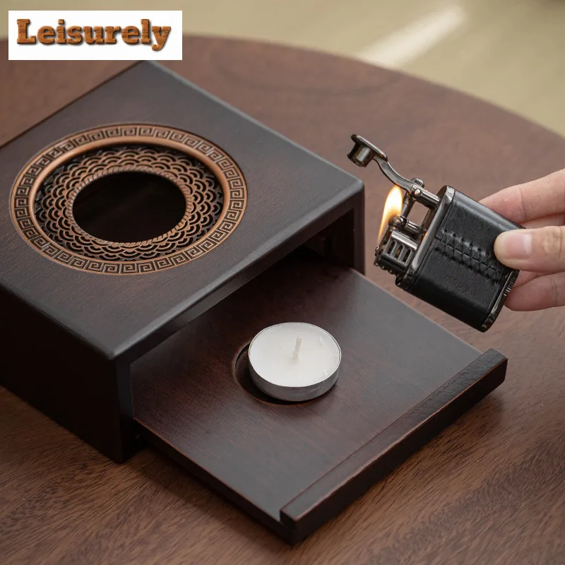 Chinese Bamboo Teapot Warmer Coffee Pots Candle Base Heater Stove Teapot Tea Stove Milk Warmer Stand Kung Fu Set Accessories