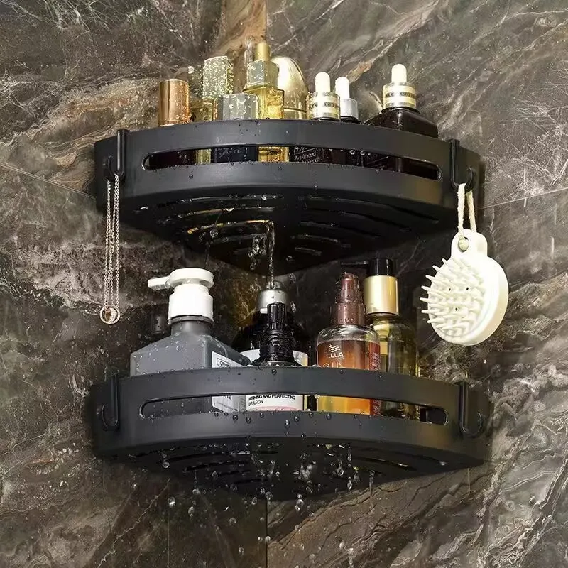 Étagère de douche adhésive puissante sans perçage, lot de 3/2/1 pièces, rangement amélioré, étanche, pour salle de bain, porte-shampoing et serviettes, fixation murale_voghion.com