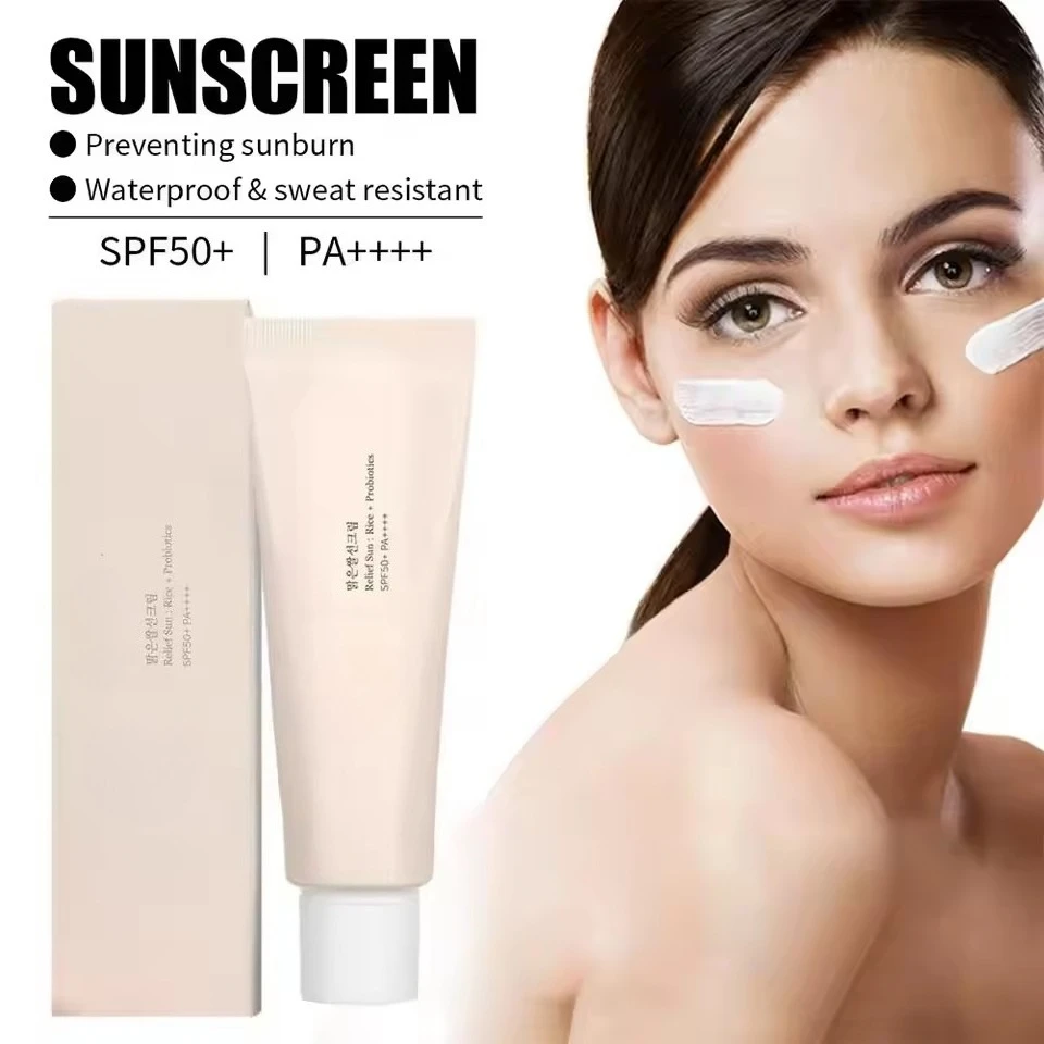 SPF50+ Korean Rice Probiotic Sunscreen Solar Blocker Skin Whitening Cream Anti UV Sun Block Facial Mild Moisturizer Serum 50ml
