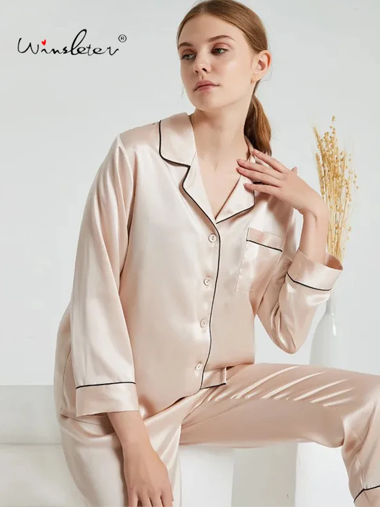 

Комплект брюк Winsleter с длинным рукавом, Минималистичная Пижама Home Fury, 16 мм, 100% шелк тутового шелкопряда, весна-лето, модель S41357QC