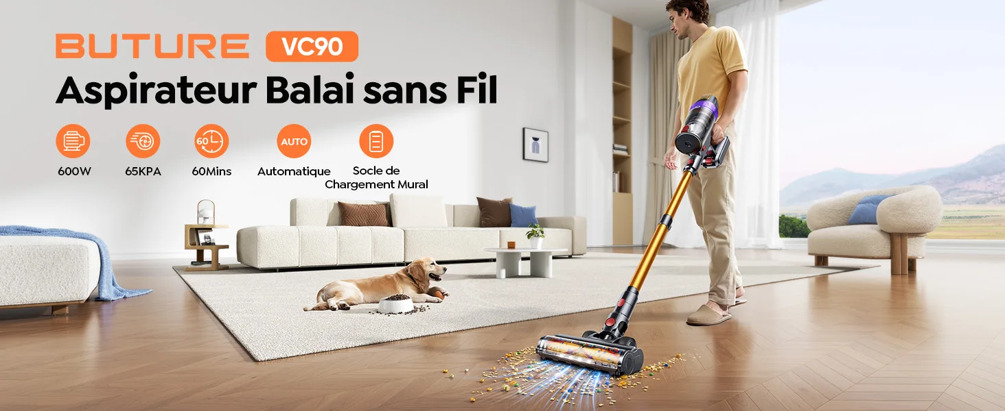 BUTURE VC90 Aspirateur Sans Fil 600W 65KPA